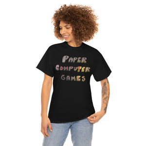 Paper Computer Games Title Logo Unisex Heavy Cotton Tee