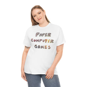 Paper Computer Games Title Logo Unisex Heavy Cotton Tee